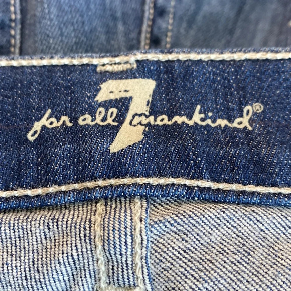7 For All Mankind Blue Button Fly Cuffed Jeans Size 24 - Picture 3 of 7